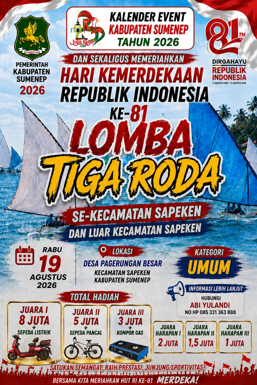 TRADISI BAHARI HIDUP KEMBALI, LOMBA TIGA RODA SEMARAKKAN HUT RI KE 81 KECAMATAN SAPEKEN