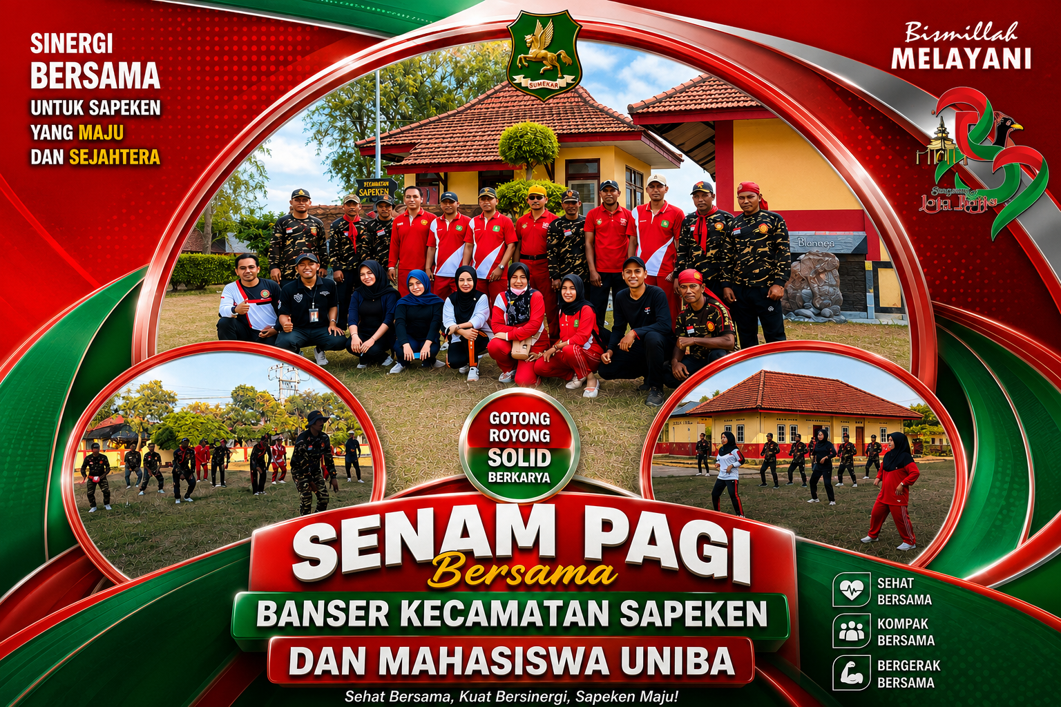 Senam Pagi Dan Bersihkan Lingkungan Kantor Bersama Linmas Sapeken dan Mahasiswa UNIBA Sumenep